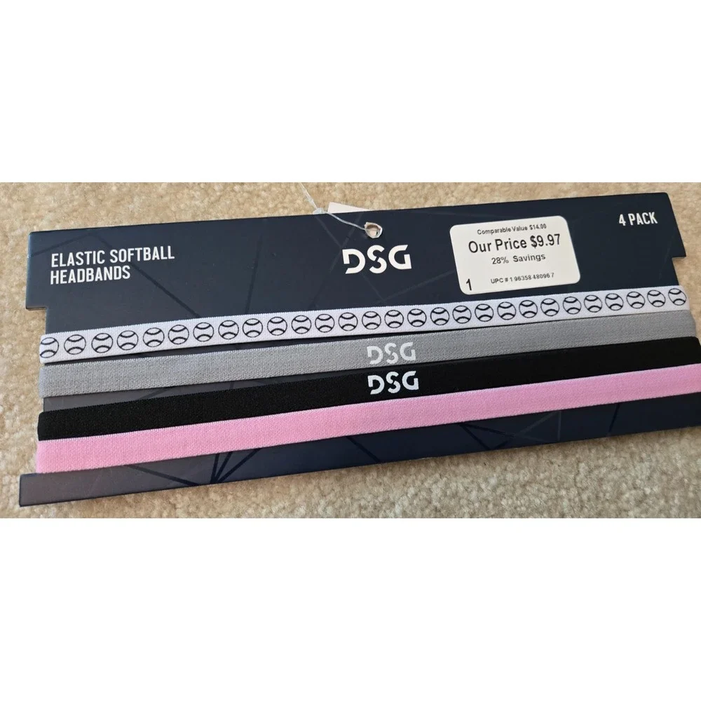 DSG Strikeout Elastic Softball Headbands 4 Pack Multi colored NWT